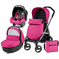 Детская коляска Peg-Perego Book Plus Completo 3 в 1, шасси Jet (Bloom pink
						
					) — Фото