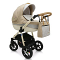Детская коляска Verdi Pepe Eco Plus 3 в 1, ткань+эко-кожа (28 Flower Beige
						
					) — Фото