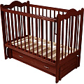Детская кроватка Счастливый Малыш Дюймовочка, продольный маятник (Темный орех) — Фото