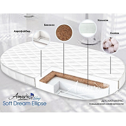 Детский двусторонний матрас AmaroBaby Soft Dream Ellipse, 125 х 75 x 10 см